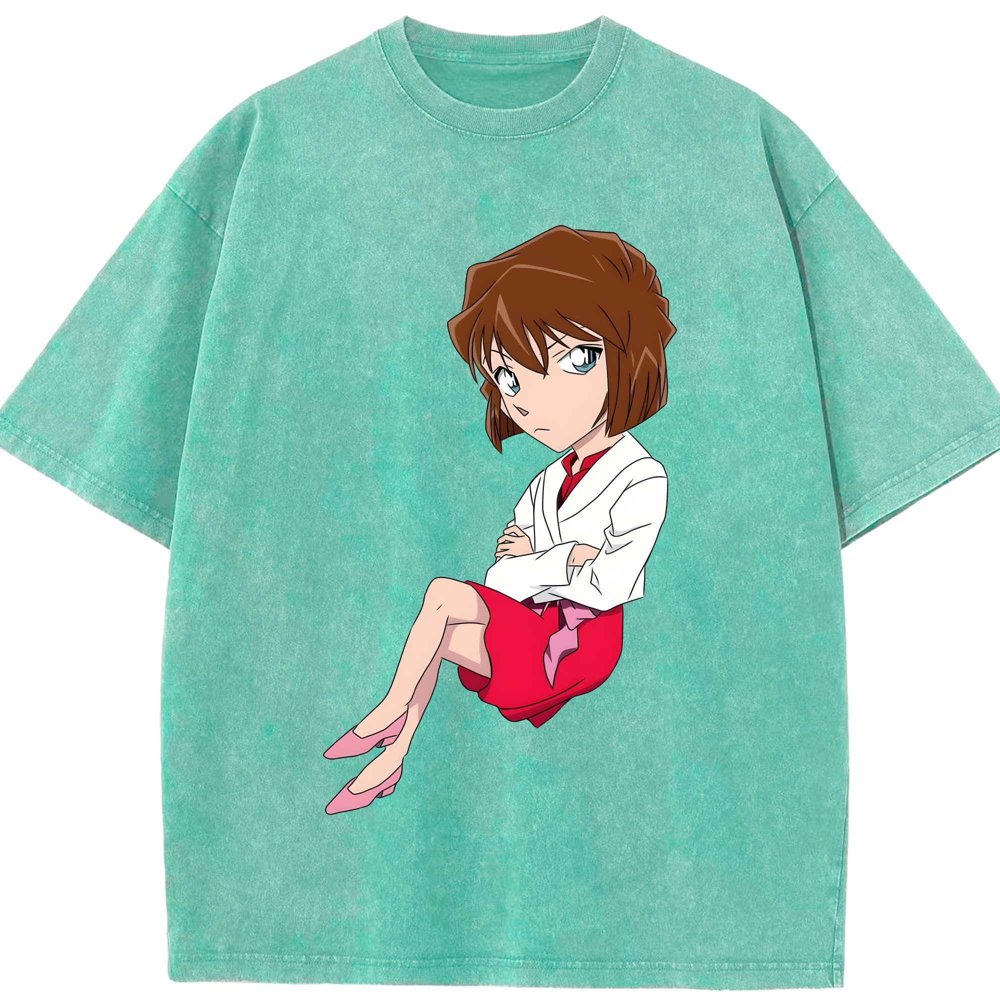 （画像用） 名探偵コナン 灰原 哀 はいばら あい Detective Conan Anita Hailey、Vi Graythorn Haibara Ai 綿100% ヴィンテージ風 半袖Tシャツ（フロントプリント）